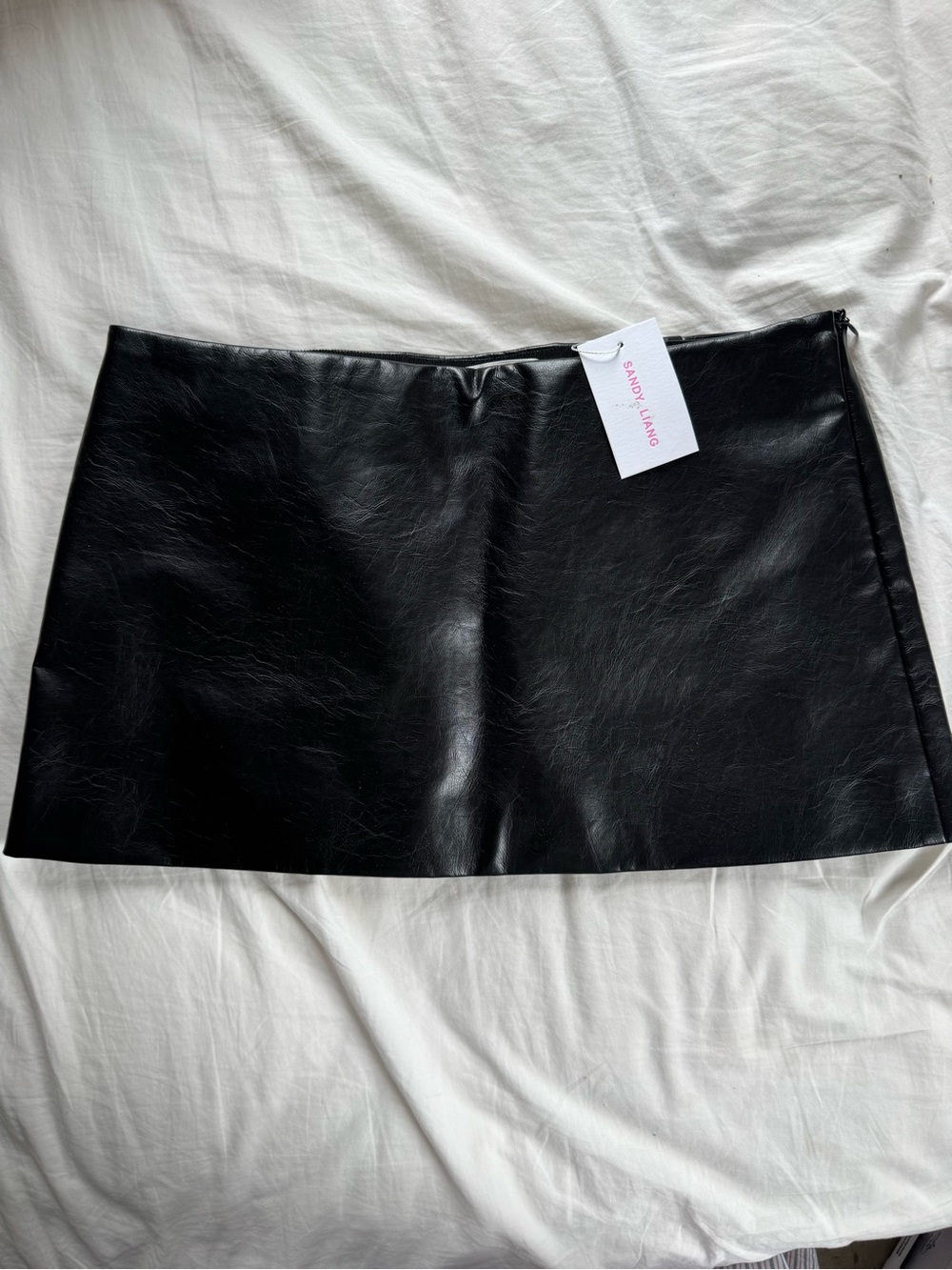 Sandy Liang Black Faux Leather Mini Skirt